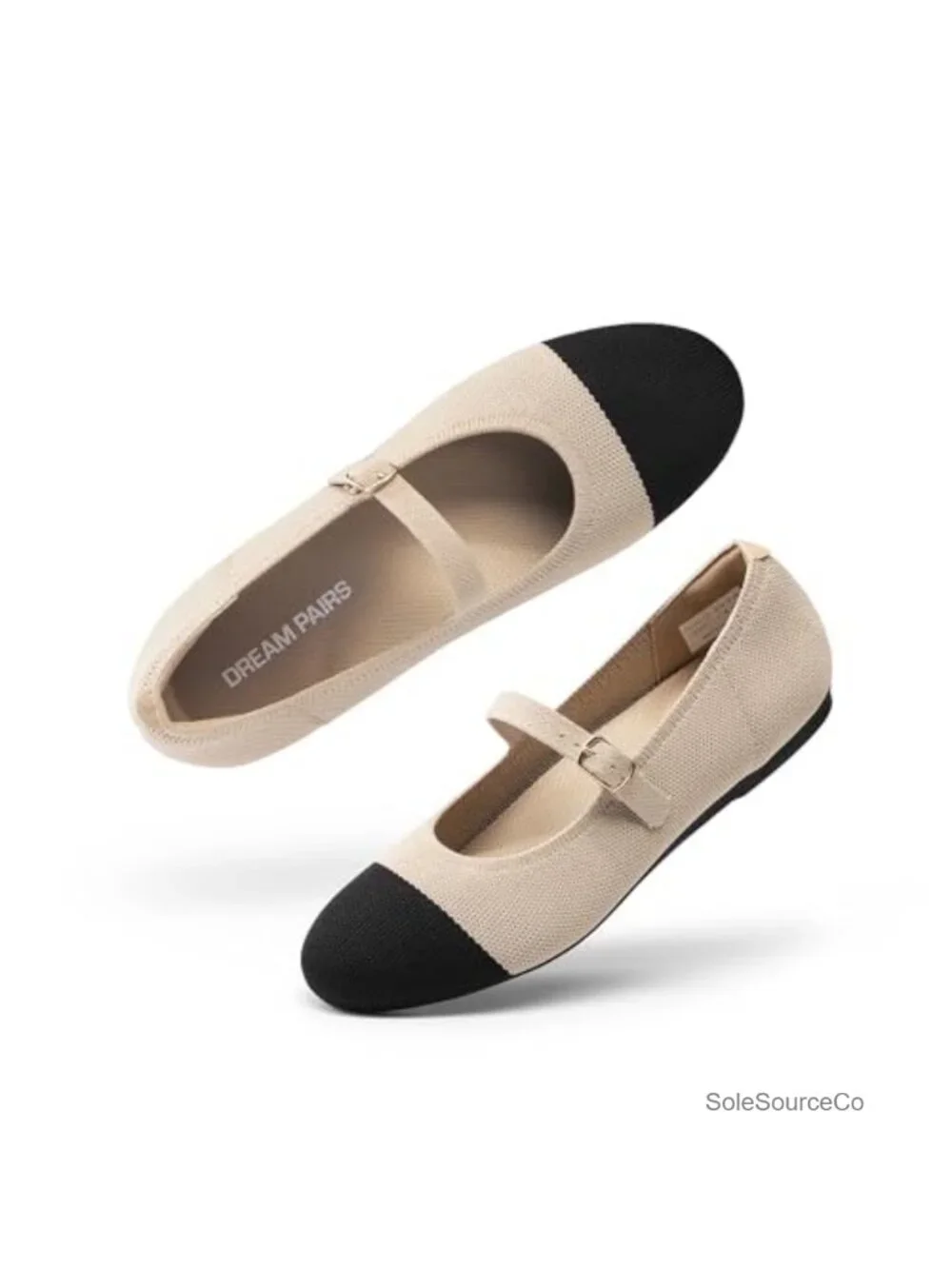DREAM PAIRS Women's Mary Jane Flat Shoes Knit Arch Support Comfortable Casual
